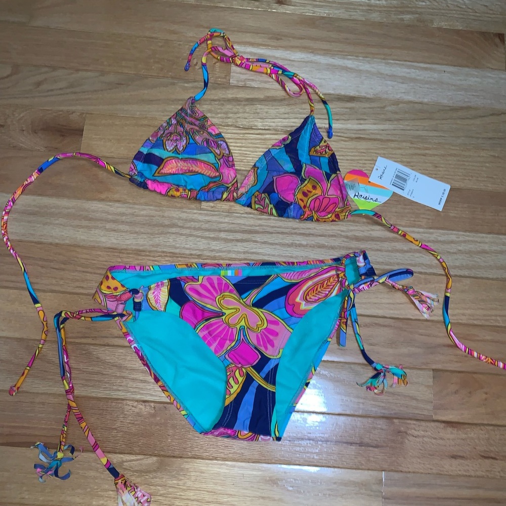 NWT tropical print bikini size Small